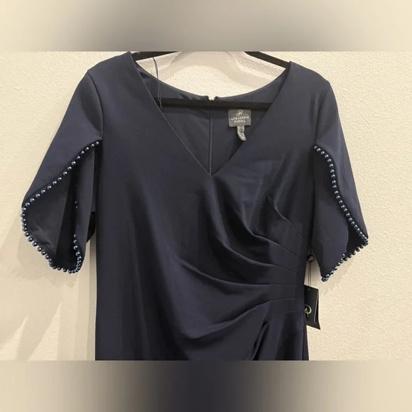NWT Adrianna Papell Women's Pearl Trim Knit Crepe Gown  Size 14 -  threedaughtersproperties.com